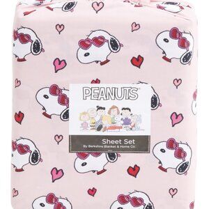 NEW PEANUTS Snoopy FULL Sheet Set Valentines Day Hearts Pink Red Sunglasses